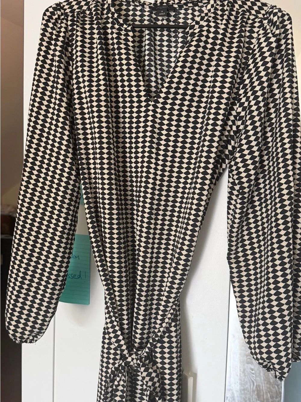 Ann Taylor Factory Black & Cream Patterned Women's Shirt - Picture 4 of 4